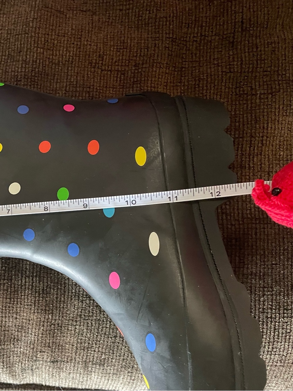 Black Polka Dot Women's Rain Boots - Colorful Dot Mid-Calf - Picture 8 of 8
